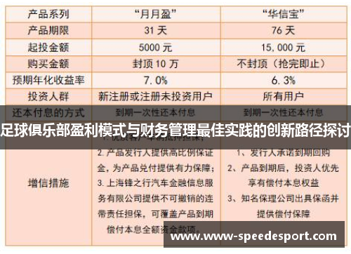 足球俱乐部盈利模式与财务管理最佳实践的创新路径探讨