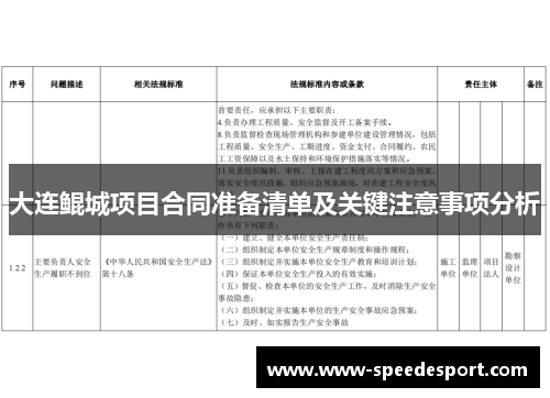 大连鲲城项目合同准备清单及关键注意事项分析